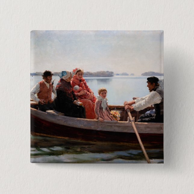 Albert Edelfelt - Going to the Christening 15 Cm Square Badge (Front)