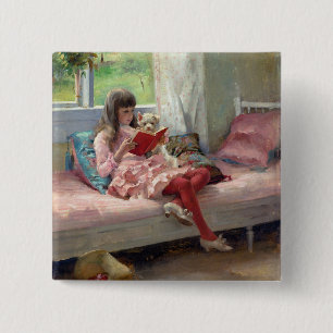 Albert Edelfelt - Good Friends 15 Cm Square Badge