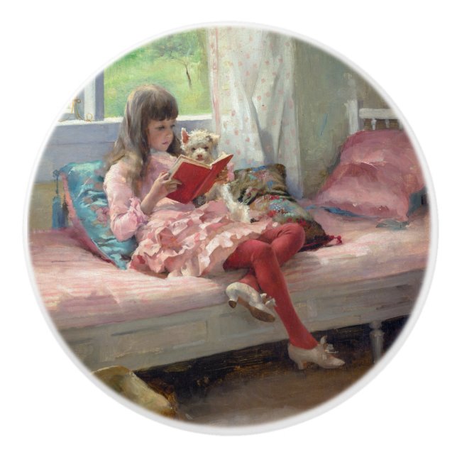 Albert Edelfelt - Good Friends Ceramic Knob (Front)