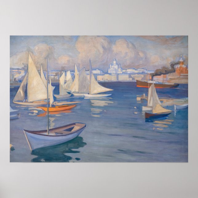 Albert Edelfelt - Harbor in Helsinki Poster (Front)