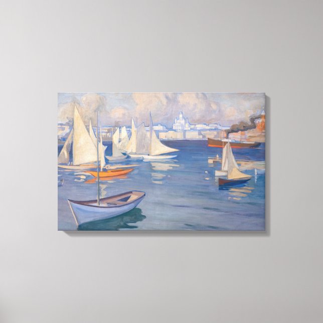 Albert Edelfelt - Harbour in Helsinki Canvas Print (Front)