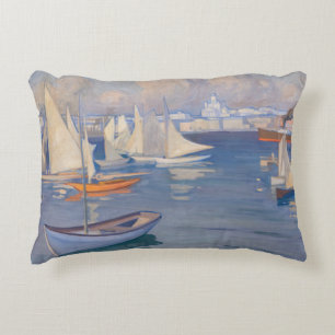 Albert Edelfelt - Harbour in Helsinki Decorative Cushion