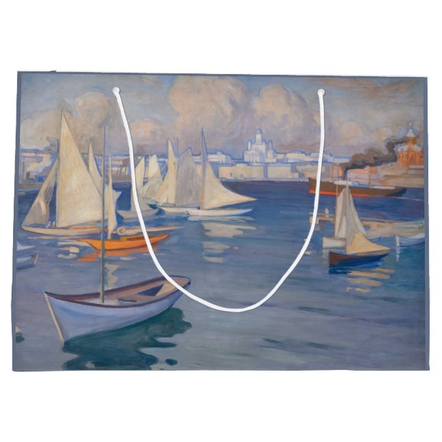 Albert Edelfelt - Harbour in Helsinki Large Gift Bag (Back)