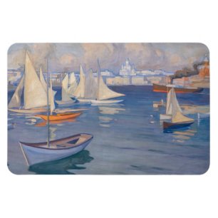 Albert Edelfelt - Harbour in Helsinki Magnet