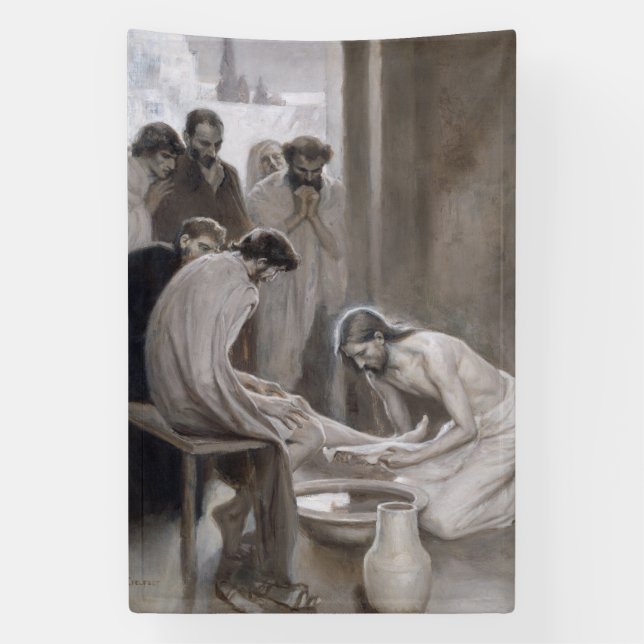 Albert Edelfelt - Jesus Washing Feet of Disciples Banner (Vertical)