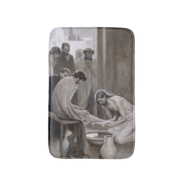 Albert Edelfelt - Jesus Washing Feet of Disciples Bath Mat (Front Vertical)