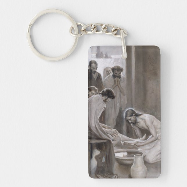 Albert Edelfelt - Jesus Washing Feet of Disciples Key Ring (Front)