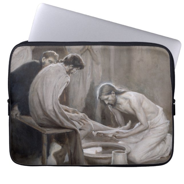 Albert Edelfelt - Jesus Washing Feet of Disciples Laptop Sleeve (Front)