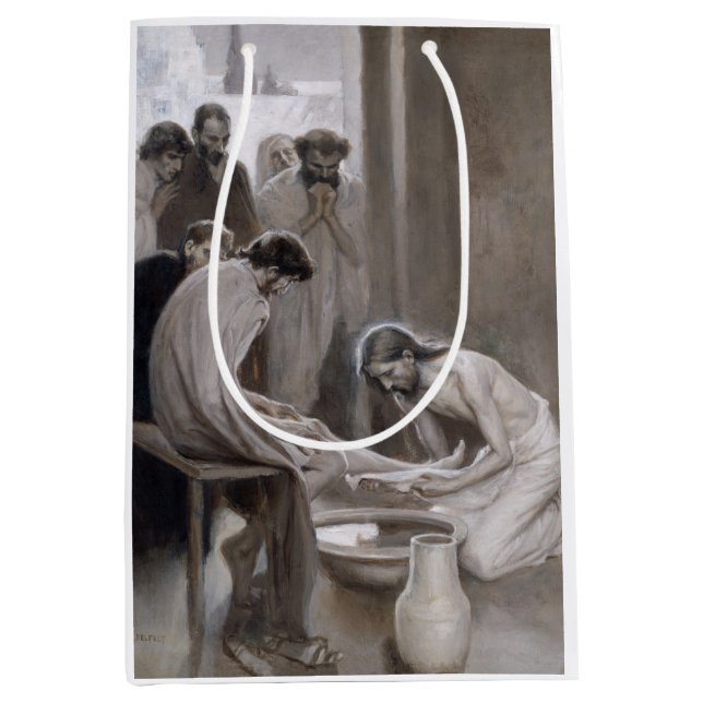 Albert Edelfelt - Jesus Washing Feet of Disciples Medium Gift Bag (Front)
