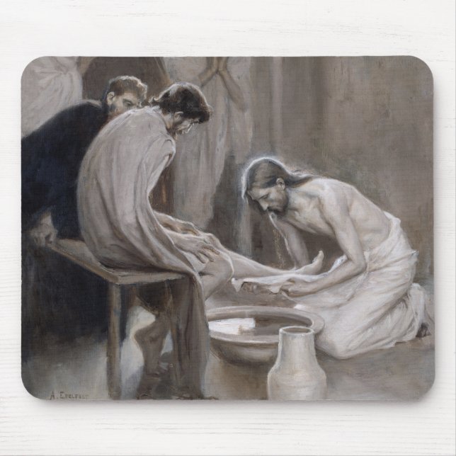 Albert Edelfelt - Jesus Washing Feet of Disciples Mouse Mat (Front)