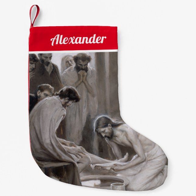 Albert Edelfelt - Jesus Washing Feet of Disciples Small Christmas Stocking (Front)