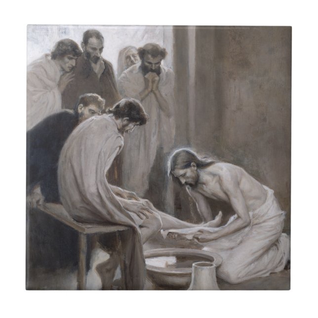 Albert Edelfelt - Jesus Washing Feet of Disciples Tile (Front)