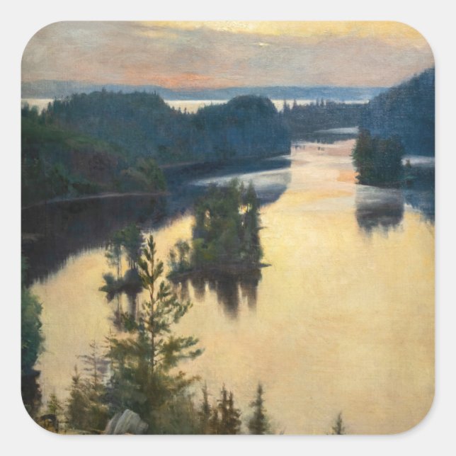 Albert Edelfelt - Kaukola Ridge at Sunset Square Sticker (Front)