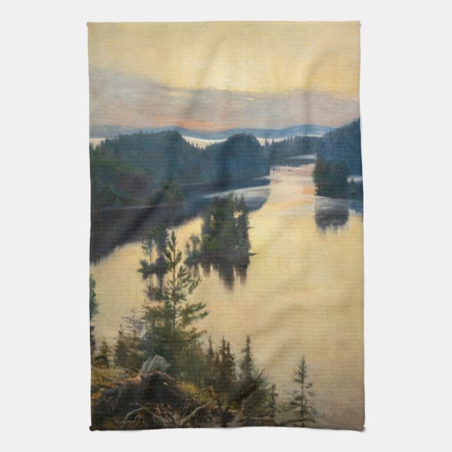 Albert Edelfelt - Kaukola Ridge at Sunset Tea Towel (Vertical)