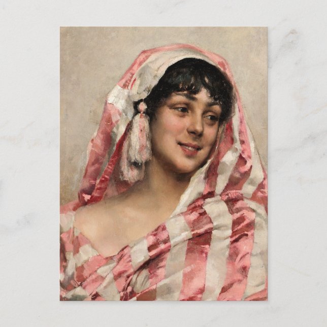 Albert Edelfelt Laughing Model with cloth CC0057 Postcard (Front)