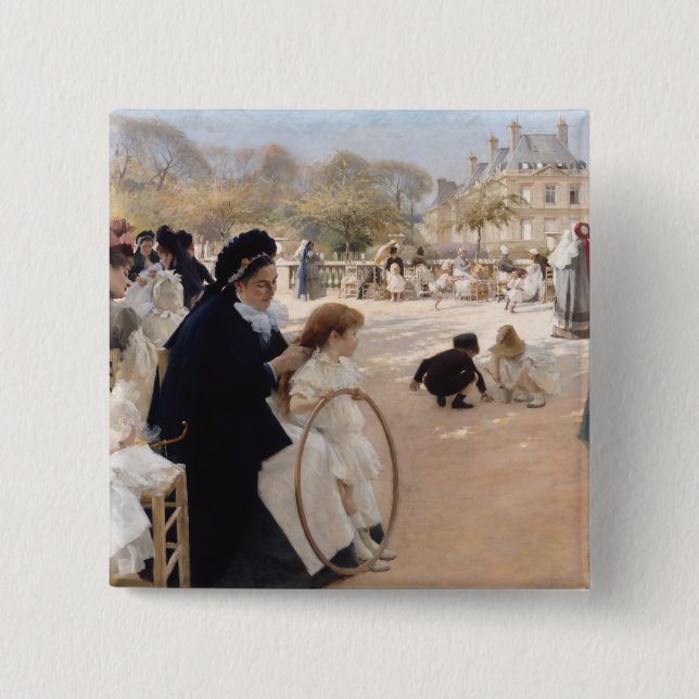 Albert Edelfelt - Luxembourg Gardens, Paris 15 Cm Square Badge (Front)