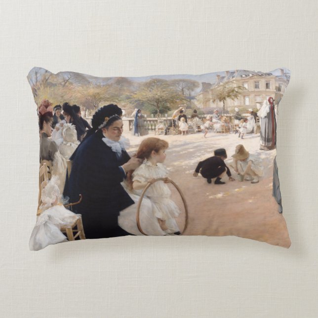 Albert Edelfelt - Luxembourg Gardens, Paris Decorative Cushion (Front)