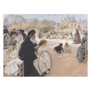Albert Edelfelt - Luxembourg Gardens, Paris Tablecloth