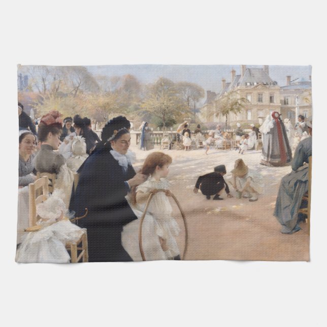 Albert Edelfelt - Luxembourg Gardens, Paris Tea Towel (Horizontal)