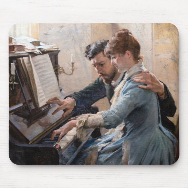 Albert Edelfelt - Playing the Piano Mouse Mat (Front)
