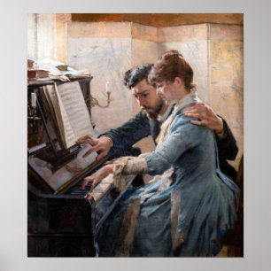 Albert Edelfelt - Playing the Piano Poster