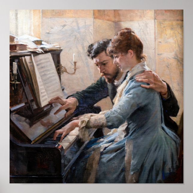 Albert Edelfelt - Playing the Piano Poster (Front)