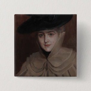 Albert Edelfelt - Portrait of a Young Woman 15 Cm Square Badge