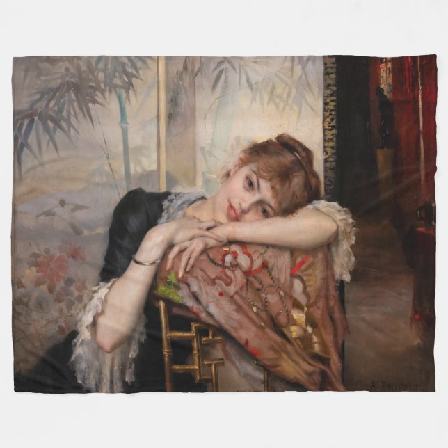 Albert Edelfelt - The Parisienne / Virginie Fleece Blanket (Front (Horizontal))