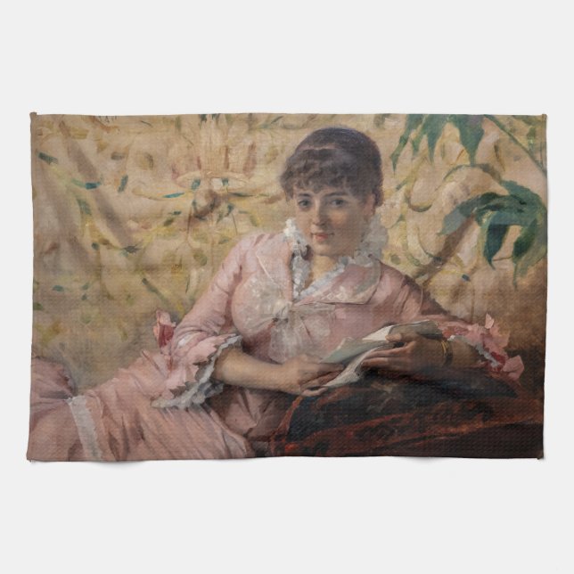 Albert Edelfelt - The Reading Parisienne Tea Towel (Horizontal)