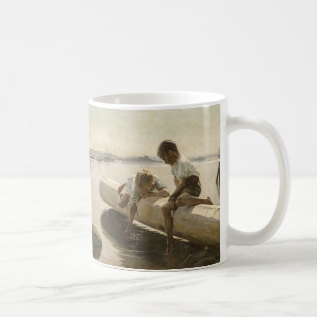 Albert Edelfelt - Two Boys on a Log Coffee Mug (Right)