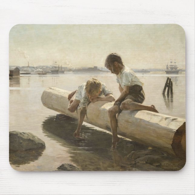 Albert Edelfelt - Two Boys on a Log Mouse Mat (Front)