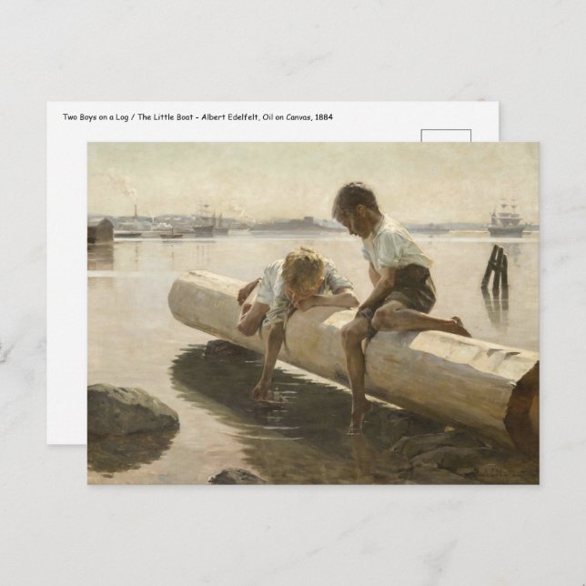 Albert Edelfelt - Two Boys on a Log Postcard (Front/Back)
