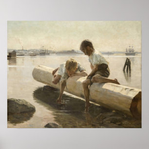 Albert Edelfelt - Two Boys on a Log Poster