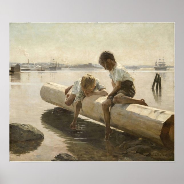 Albert Edelfelt - Two Boys on a Log Poster (Front)