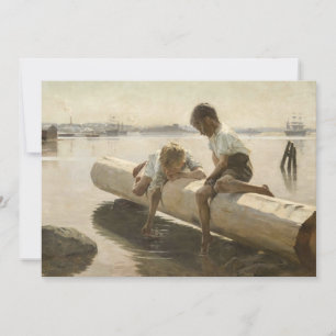 Albert Edelfelt - Two Boys on a Log Thank You Card