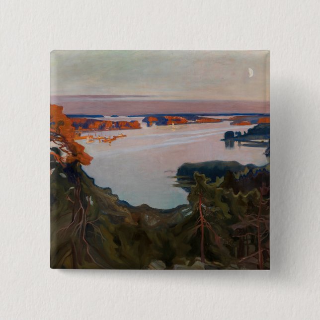 Albert Edelfelt - View over Haikko 15 Cm Square Badge (Front)