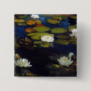 Albert Edelfelt - Water Lilies, Study 15 Cm Square Badge