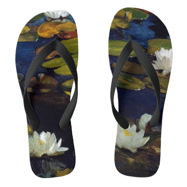 Albert Edelfelt - Water Lilies, Study Flip Flops (Footbed)