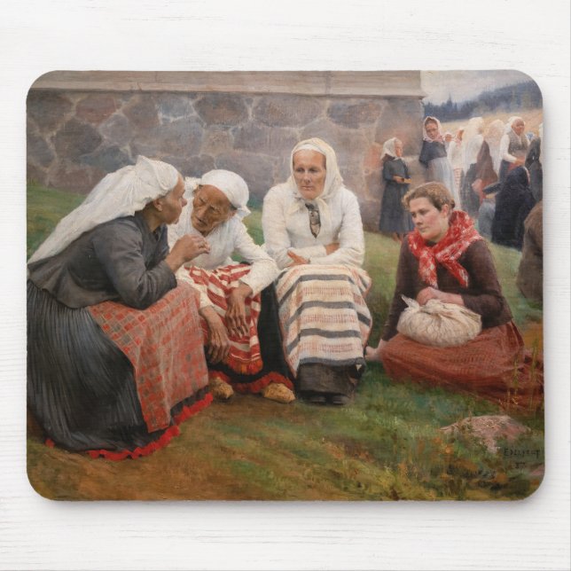 Albert Edelfelt - Women Outside the Church Mouse Mat (Front)