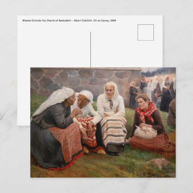 Albert Edelfelt - Women Outside the Church Postcard (Front/Back)