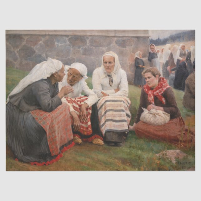 Albert Edelfelt - Women Outside the Church Tissue Paper (Front)