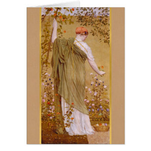 Albert Moore Garden Woman collecting flowers Card
