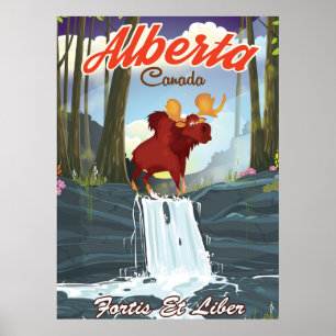 Alberta Canada cartoon travel poster