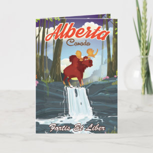 Alberta Canada cartoon travel poster Holiday Card