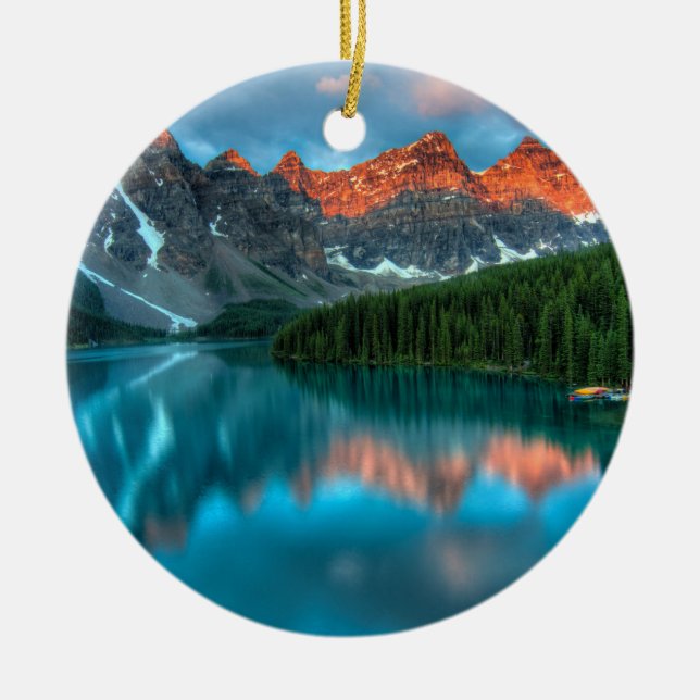 Alberta Canada Lake Louise Summer Adventure Ceramic Tree Decoration (Front)