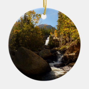 Alberta Falls in Autumn at Rocky Mountains Ceramic Tree Decoration
