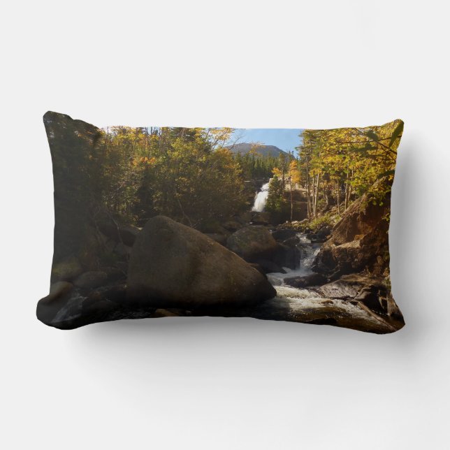 Alberta Falls in Autumn at Rocky Mountains Lumbar Cushion (Front)