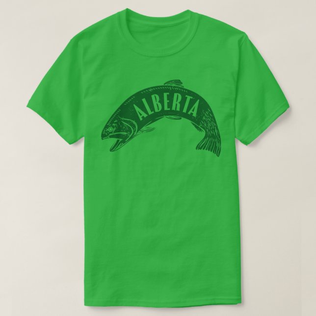 Alberta Fish Wordmark Green T-Shirt (Design Front)