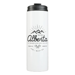 Alberta Mountains are Calling I Must Go Monotone Thermal Tumbler