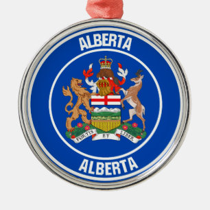 Alberta  Round Emblem Metal Tree Decoration